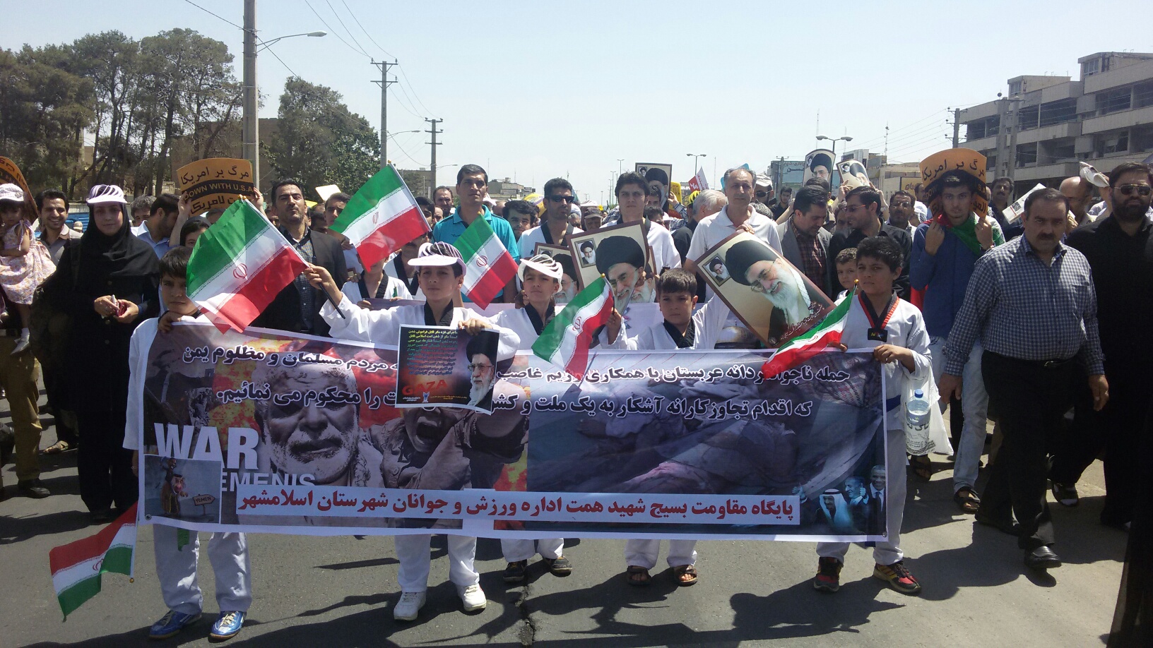 حضور پرشور تکواندو کاران روزه‌دار شهرستان اسلامشهر در راهپیمایی روز قدس